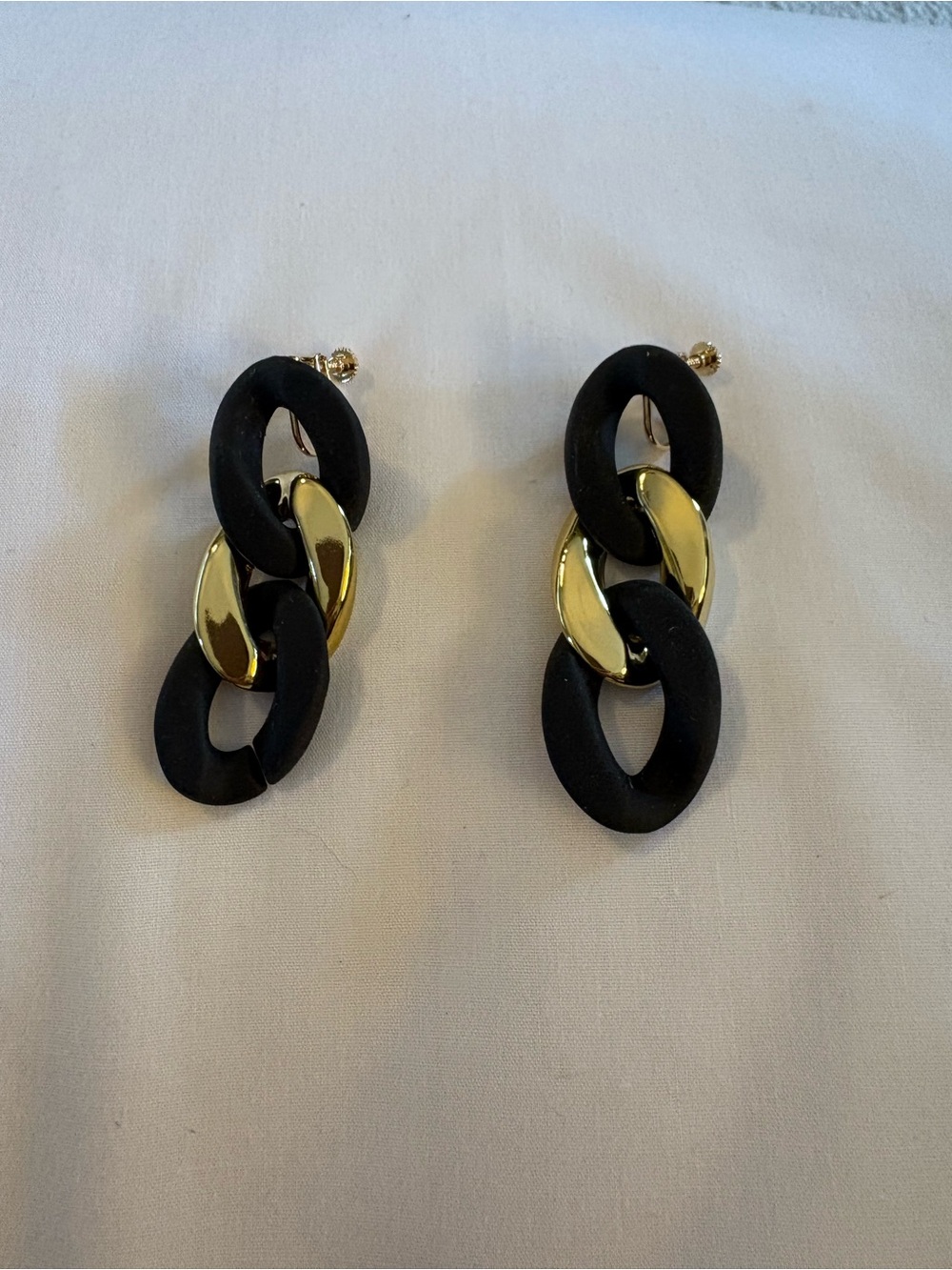 Source Unknown Black and Gold Link Drop Earrings - Women Jewelry